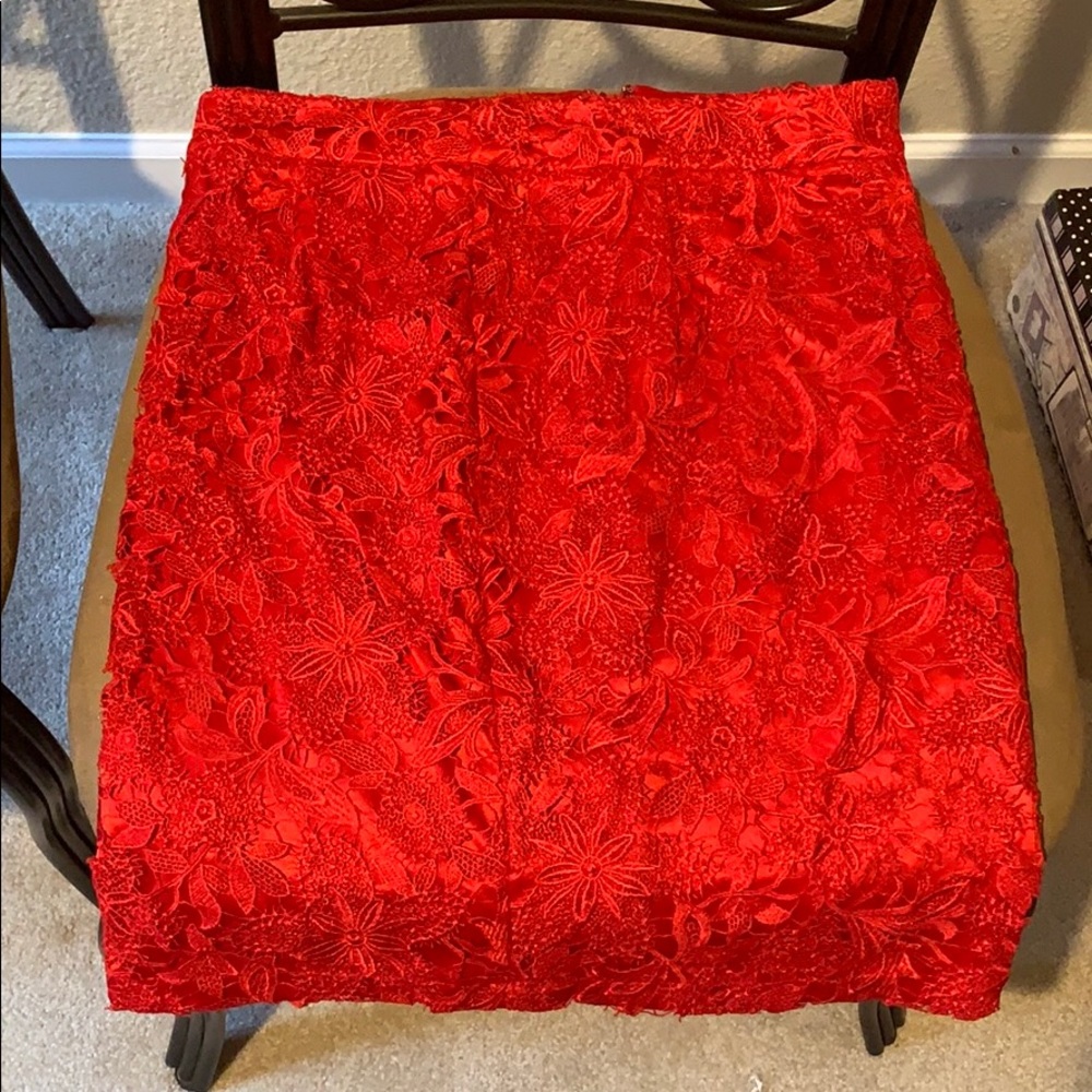 Red lace skirt